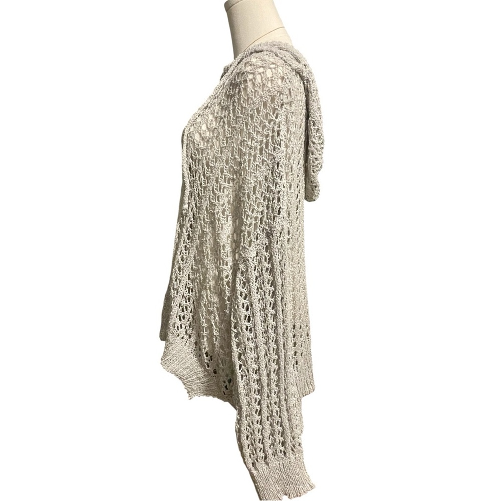 POL Openwork Knit Hooded Sweater in Gray, Size L, New - Picture 5 of 12